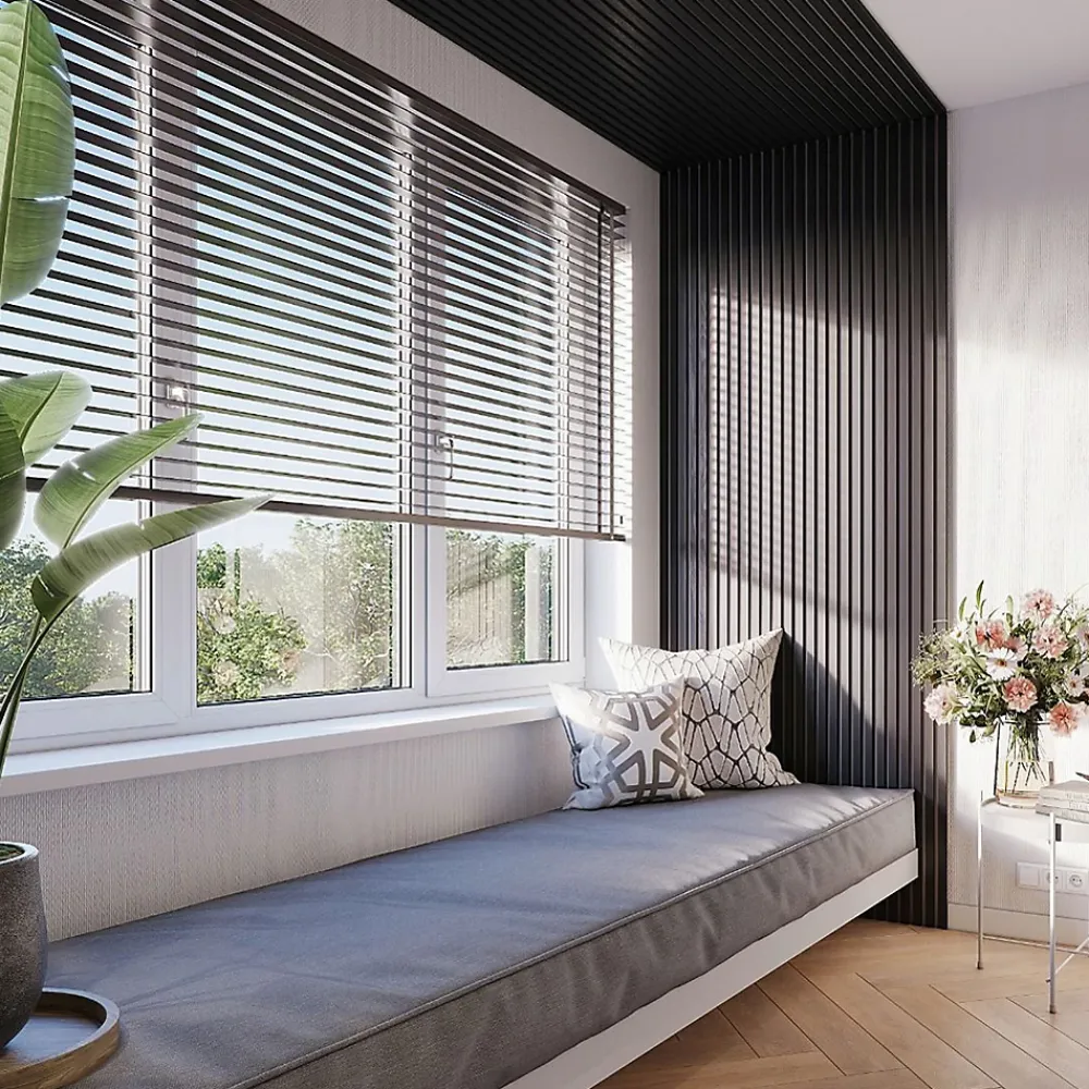 Forestea Lot de 2 panneaux tas Decowall Acoustic coul noir sur feutrine grise 2600x300x17mm- Panneau Tasseau Bois