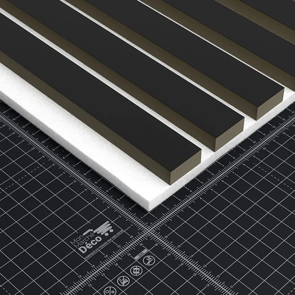 Mon Marché Déco Lot de 2 Panneaux Tasseaux Bois - Noir Feutre Blanc - 2,88 m², 2500 x 600 mm,- Panneau Tasseau Bois