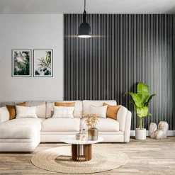 Mon Marché Déco Lot de 2 Panneaux Tasseaux Bois - Noir Feutre Blanc - 2,88 m², 2500 x 600 mm,- Panneau Tasseau Bois