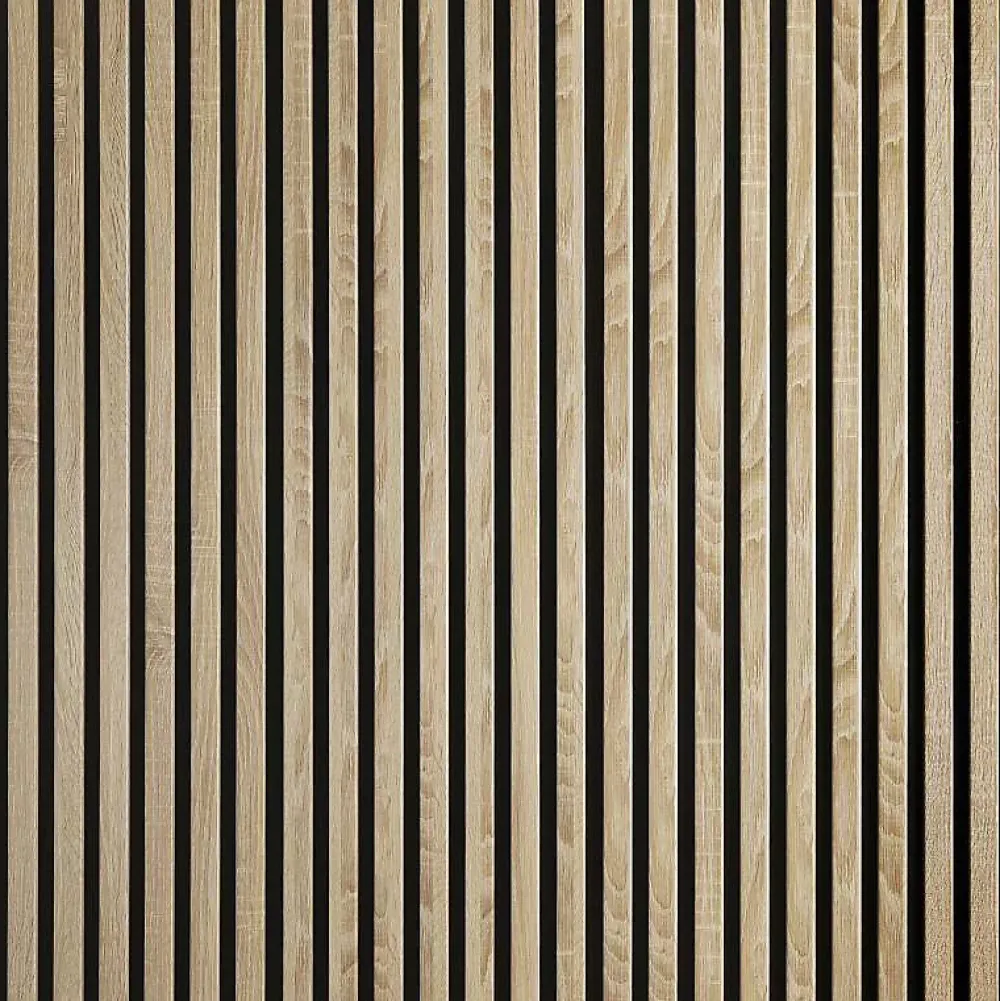 Decoon Lot de 2 Panneaux tasseaux bois 250 x 30 x 1,9 cm - décor chêne clair fond noir - 1,5m²- Panneau Tasseau Bois