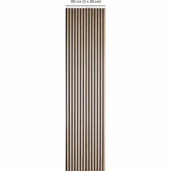 Decoon Lot de 2 Panneaux tasseaux bois 250 x 30 x 1,9 cm - décor chêne clair fond noir - 1,5m²- Panneau Tasseau Bois