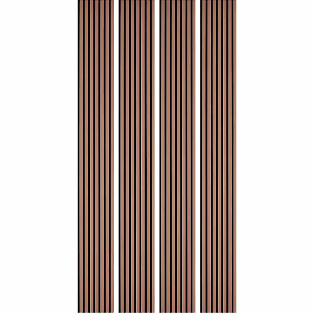 Decoon Panneau Tasseau Bois<Lot de 4 Panneaux tasseaux bois 250 x 30 x 1,9 cm - terracotta/feutrine noir - 3m²