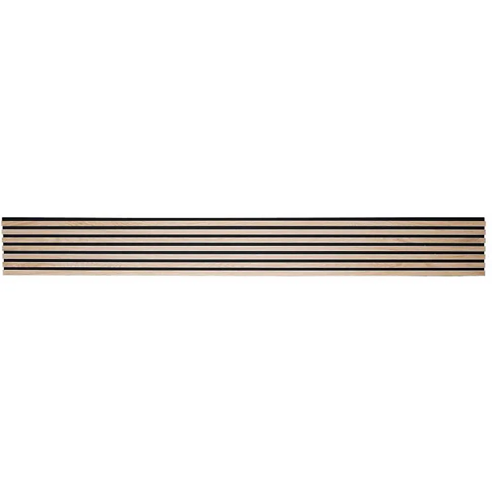 Decoon Panneau Tasseau Bois<Lot de 5 panneaux tasseaux bois 250x30x1 cm - Pack Mur TV bois 150cm - Lamelles chêne clair véritable fond noir - 3,75m²