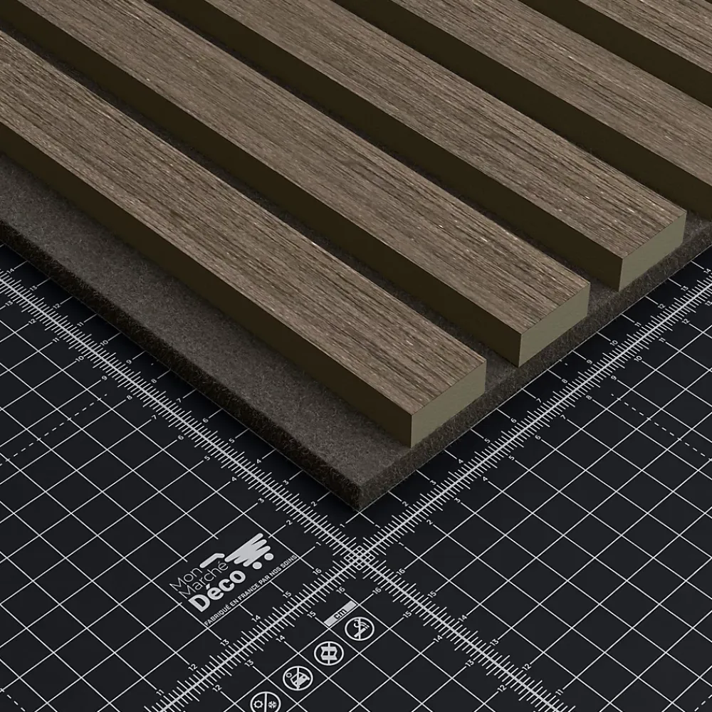Mon Marché Déco Lot de 2 Panneaux Tasseaux Bois - Noyer Feutre Noir - 3 m², 2500 x 600 mm,- Panneau Tasseau Bois