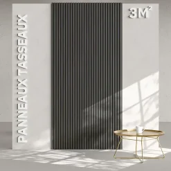 Mon Marché Déco Lot de 2 Panneaux Tasseaux Bois - Chêne Noir Feutre Noir - 3 m², 2500 x 600 mm,- Panneau Tasseau Bois
