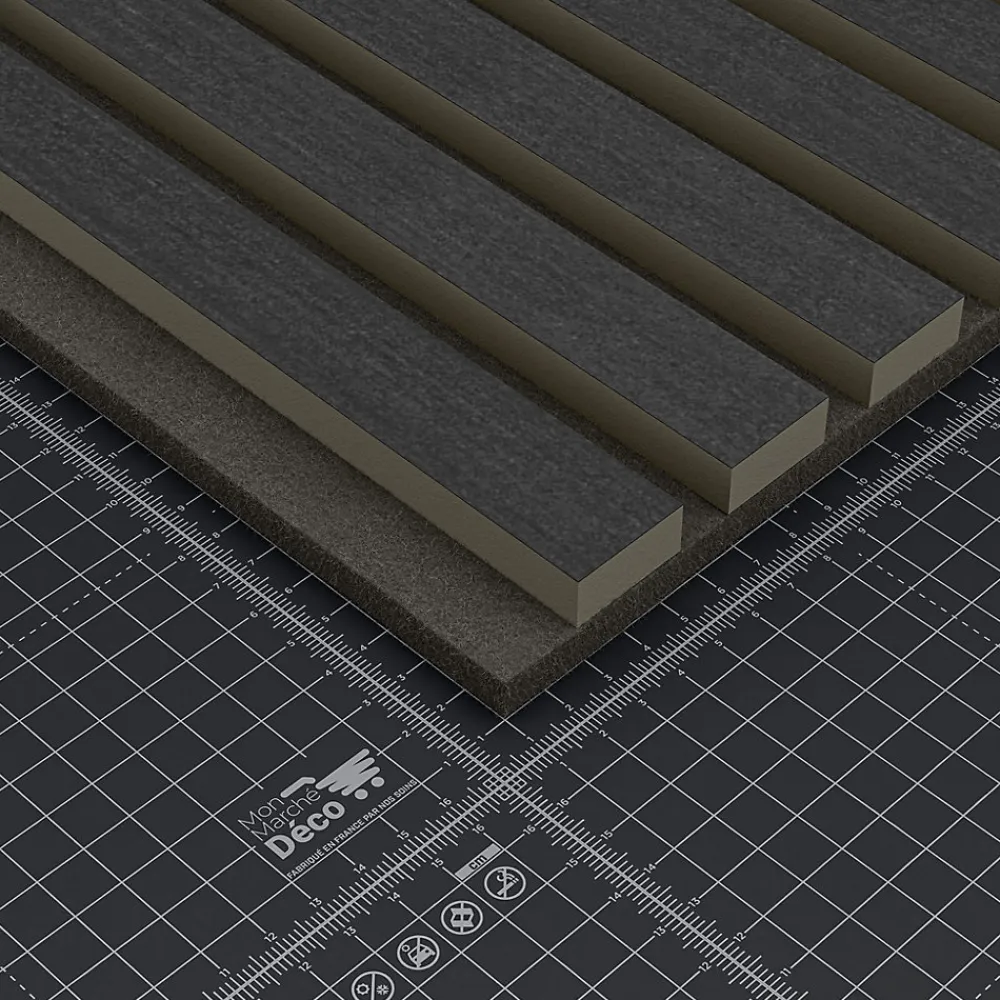 Mon Marché Déco Lot de 2 Panneaux Tasseaux Bois - Chêne Noir Feutre Noir - 3 m², 2500 x 600 mm,- Panneau Tasseau Bois