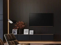 Forestea Lot de 2 Panneaux tasseaux MDF Noir mat sur fond bronze 2770x287x20 mm -- Panneau Tasseau Bois