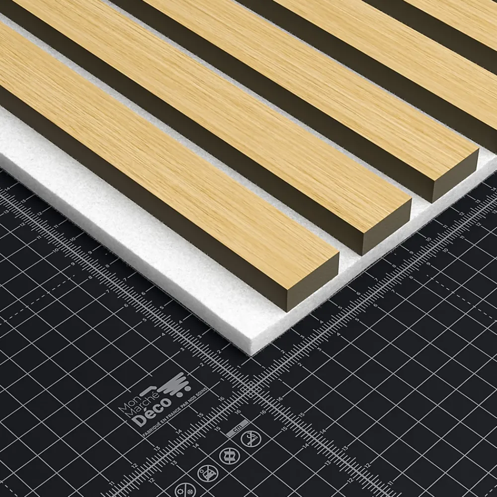 Mon Marché Déco Lot de 2 Panneaux Tasseaux Bois - Chêne Feutre Blanc - 3 m², 2500 x 600 mm,- Panneau Tasseau Bois