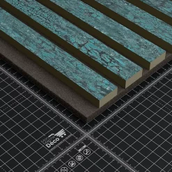 Mon Marché Déco Panneau Tasseau Bois<Lot de 2 Panneaux Tasseaux Bois - Bleu Oxyde Feutre Noir - 2,88 m², 2500 x 600 mm,