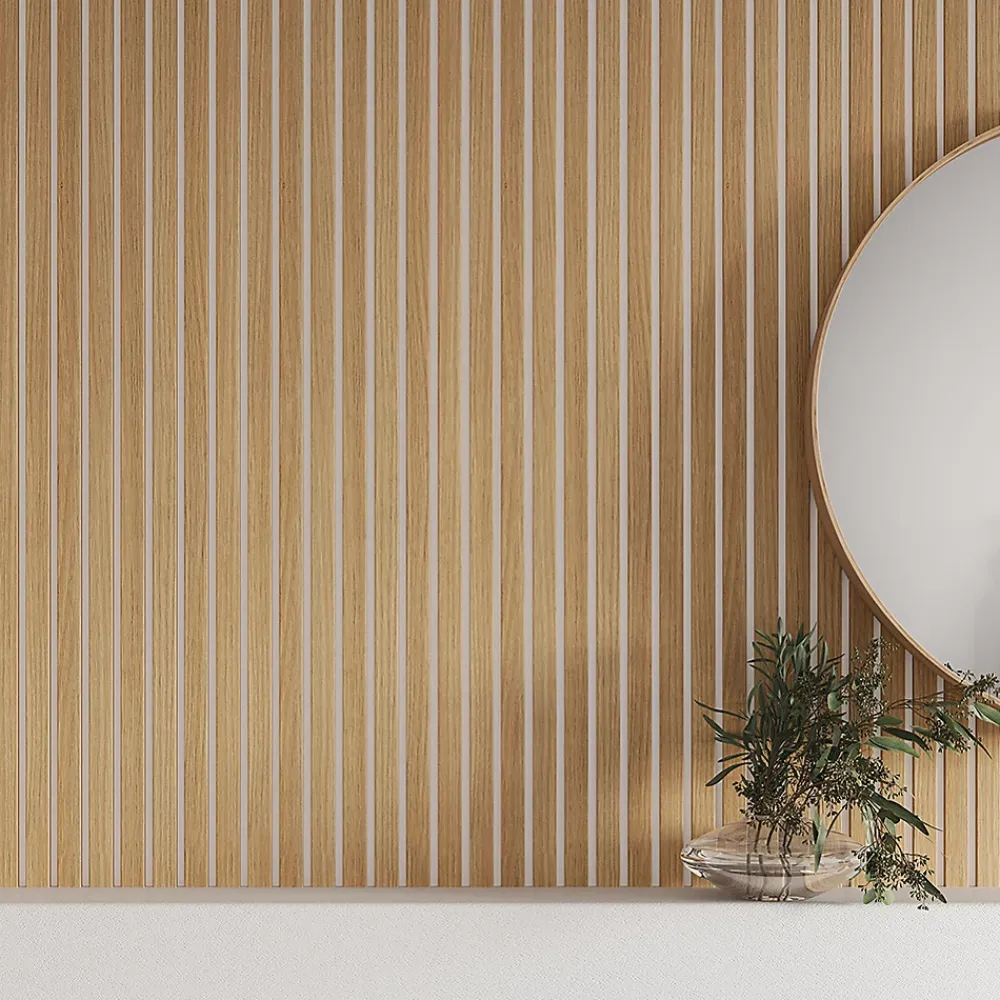 Forestea Panneau Tasseau Bois<Lot de 2 panneaux tasseaux MDF chêne clair sur fond blanc 2500 x 300 x 20 mm 1,435 M2