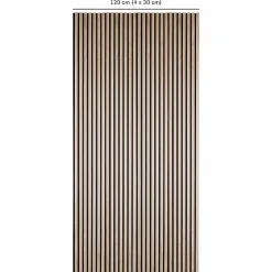 Decoon Panneau Tasseau Bois<Lot de 4 panneaux tasseaux bois 250 x 30 x 1 cm - Lamelles bois placage chêne clair véritable fond noir - 3m²