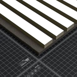 Mon Marché Déco Panneau Tasseau Bois<Lot de 2 Panneaux Tasseaux Bois - Blanc Feutre Noir - 2,88 m², 2500 x 600 mm,