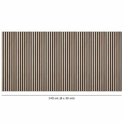 Decoon Panneau Tasseau Bois<Lot de 8 Panneaux tasseaux bois 120x30x1 cm - Pack tête de lit 180 - Lamelles chêne clair véritable fond noir 2,88 m²