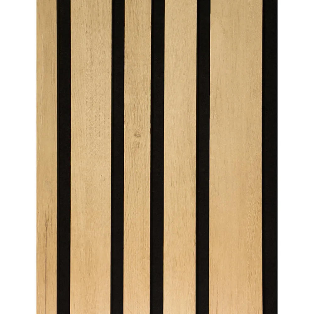Forestea Panneau Tasseau Bois<Lot de 2 Panneaux tasseaux acoustic asymétrique lamelles MDF chêne naturel sur fond noir 2600 x 300 x 17 mm -