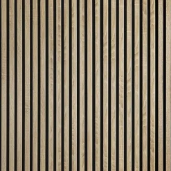 Decoon Lot de 4 Panneaux tasseaux bois 250 x 30 x 1,9 cm - décor chêne clair fond noir - 3m²- Panneau Tasseau Bois