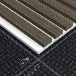 Mon Marché Déco Panneau Tasseau Bois<Lot de 2 Panneaux Tasseaux Bois - Noyer Feutre Blanc - 3 m², 2500 x 600 mm,