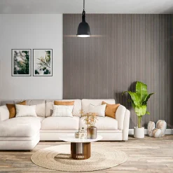 Mon Marché Déco Panneau Tasseau Bois<Lot de 2 Panneaux Tasseaux Bois - Noyer Feutre Blanc - 3 m², 2500 x 600 mm,