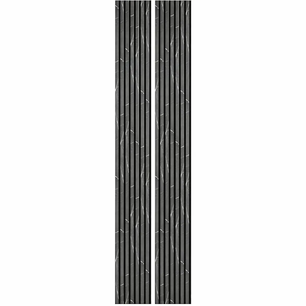 Decoon Panneau Tasseau Bois<Lot de 2 Panneaux tasseaux bois 250 x 30 x 1,9 cm - décor marbre noir/feutrine noir - 1,5m²