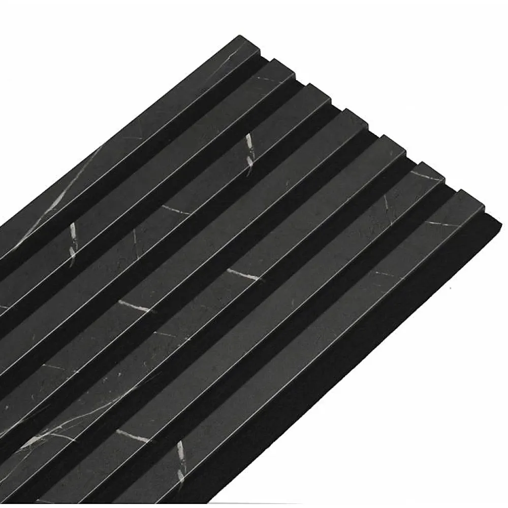 Decoon Panneau Tasseau Bois<Lot de 2 Panneaux tasseaux bois 250 x 30 x 1,9 cm - décor marbre noir/feutrine noir - 1,5m²