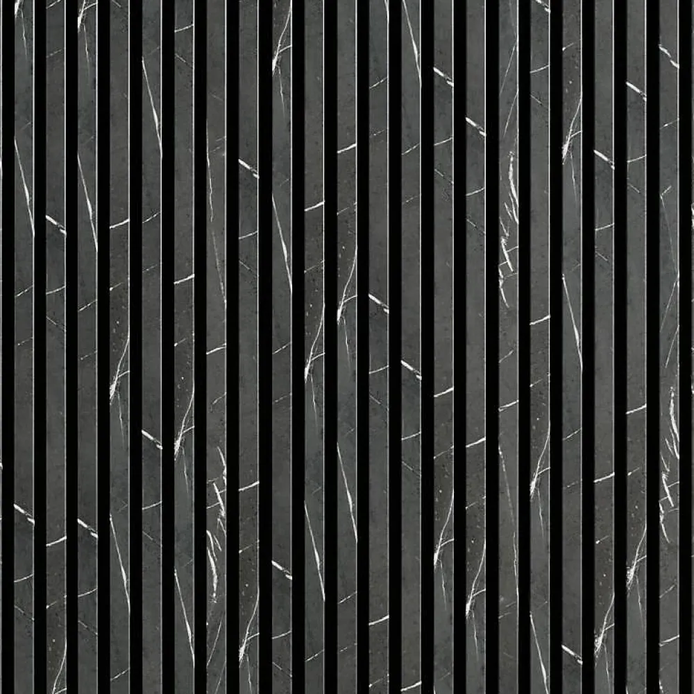 Decoon Panneau Tasseau Bois<Lot de 2 Panneaux tasseaux bois 250 x 30 x 1,9 cm - décor marbre noir/feutrine noir - 1,5m²