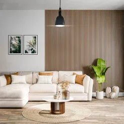 Mon Marché Déco Panneau Tasseau Bois<Lot de 2 Panneaux Tasseaux Bois - Chêne Brun Feutre Noir - 3 m², 2500 x 600 mm,