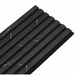 Decoon Lot de 4 Panneaux tasseaux bois 250 x 30 x 1,9 cm - décor marbre noir/feutrine noir - 3m²- Panneau Tasseau Bois
