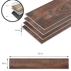 Neu.Holz Lot de 120 planches vinyle SPC Okapirg 26,352 m² 5 mm 122 x 18 cm effet chêne rustique- Dalle Et Lame Pvc