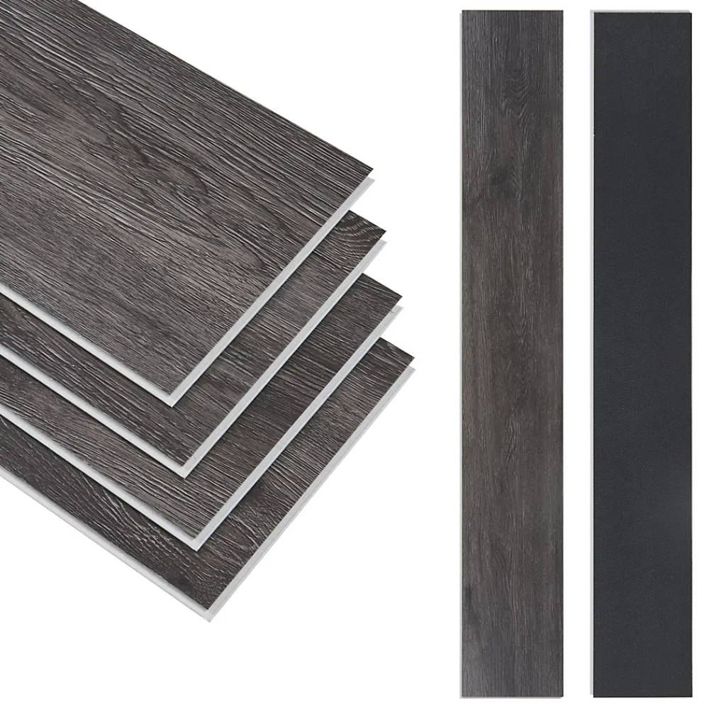 Neu.Holz Lot de 40 planches vinyle SPC Okapirg 8,784 m² 5 mm 122 x 18 cm effet chêne foncé- Dalle Et Lame Pvc