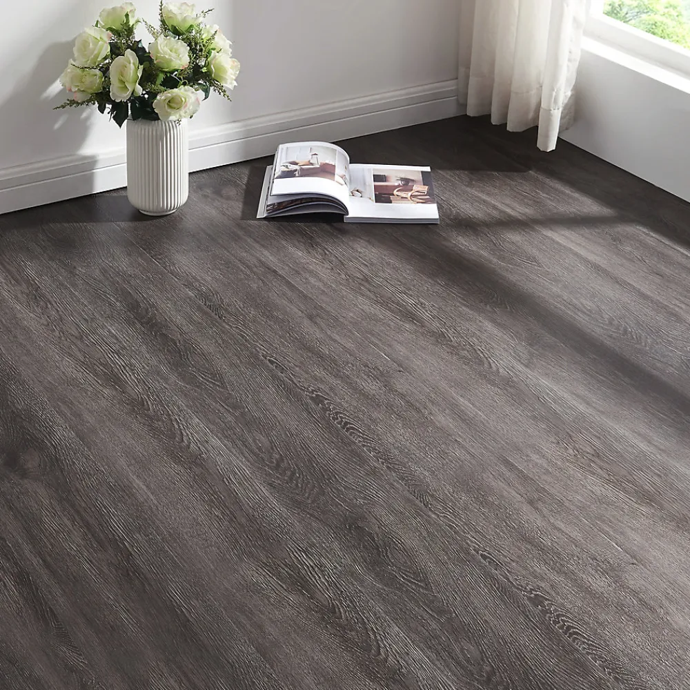 Neu.Holz Lot de 40 planches vinyle SPC Okapirg 8,784 m² 5 mm 122 x 18 cm effet chêne foncé- Dalle Et Lame Pvc