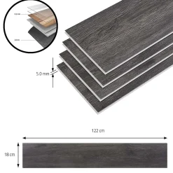 Neu.Holz Lot de 40 planches vinyle SPC Okapirg 8,784 m² 5 mm 122 x 18 cm effet chêne foncé- Dalle Et Lame Pvc
