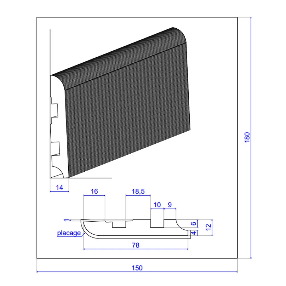 Wood&Sens Lot de 5 Plinthes cache-fils Plaquées Chêne verni MDF, L.2,23 m x l.7,8 cm x Ep.12 mm- Plinthe Bois|Plinthe Bois