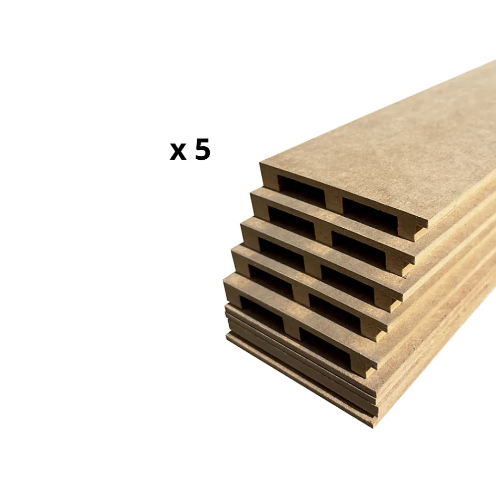 Wood&Sens Plinthe Bois|Plinthe Bois<Lot de 5 Plinthes MDF Passes-câbles à couvercle, L.2,44 m x H.10,8 cm, Ep.18 mm