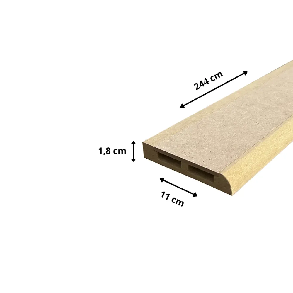 Wood&Sens Plinthe Bois|Plinthe Bois<Lot de 5 Plinthes MDF Passes-câbles à couvercle, L.2.44 m x H.11 cm, Ep.18 mm