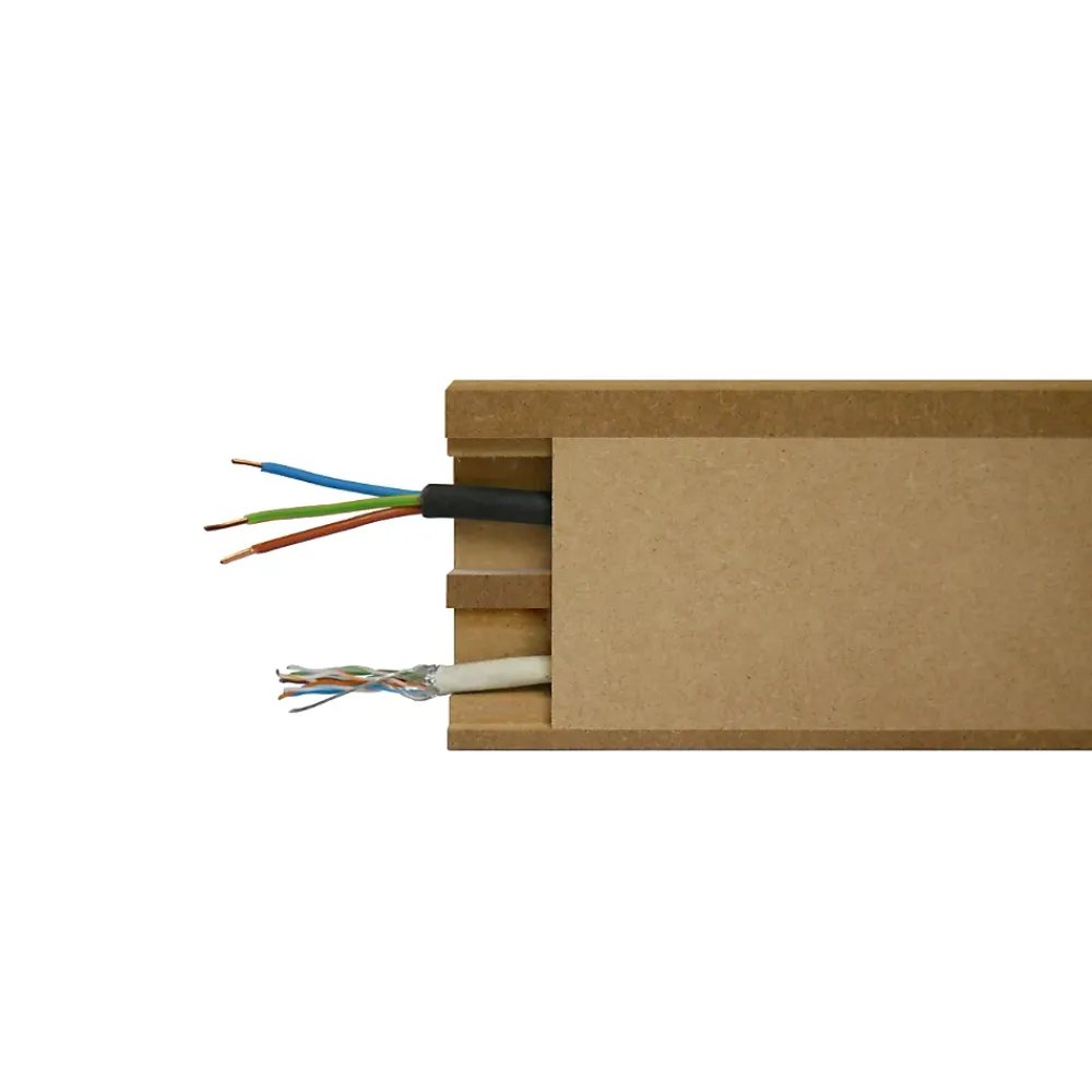 Wood&Sens Plinthe Bois|Plinthe Bois<Lot de 5 Plinthes MDF Passes-câbles à couvercle AV, L.2,44 m x H.10,8 cm, Ep.18 mm