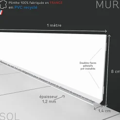 99Deco Lot de 25 Plinthes PVC Gris - - H8 x L200 cm Profondeur 14 mm- Plinthe Pour Sol En Vinyle Et Pvc