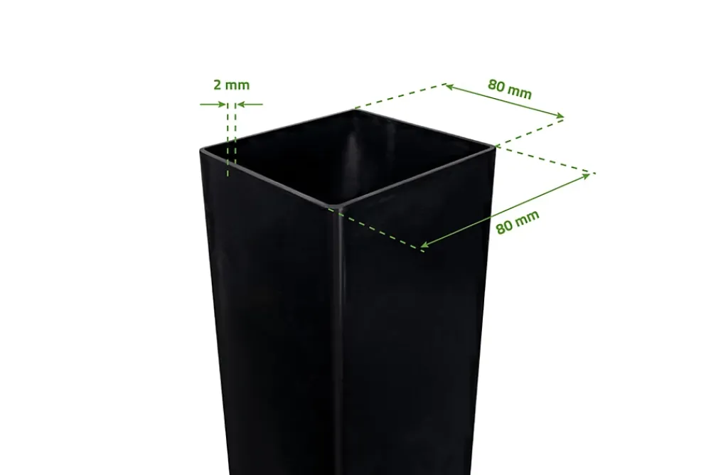 Casanoov Lot de 2 poteaux en fer DARIO 8x8cm H.170cm Noir Mat- Accesoire Pour Volet