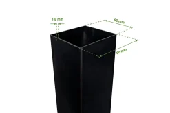 Casanoov Lot de 2 poteaux en fer DARIO 6x6cm H.230cm Noir Mat- Accesoire Pour Volet