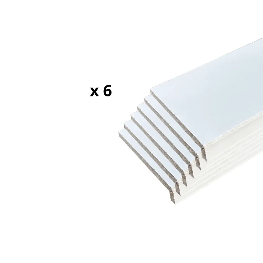Wood&Sens Lot de 6 Surplinthes MDF Revêtues Blanc, L.2.40 m x H.12.8 cm, Ep.22 mm- Plinthe Bois|Plinthe Bois