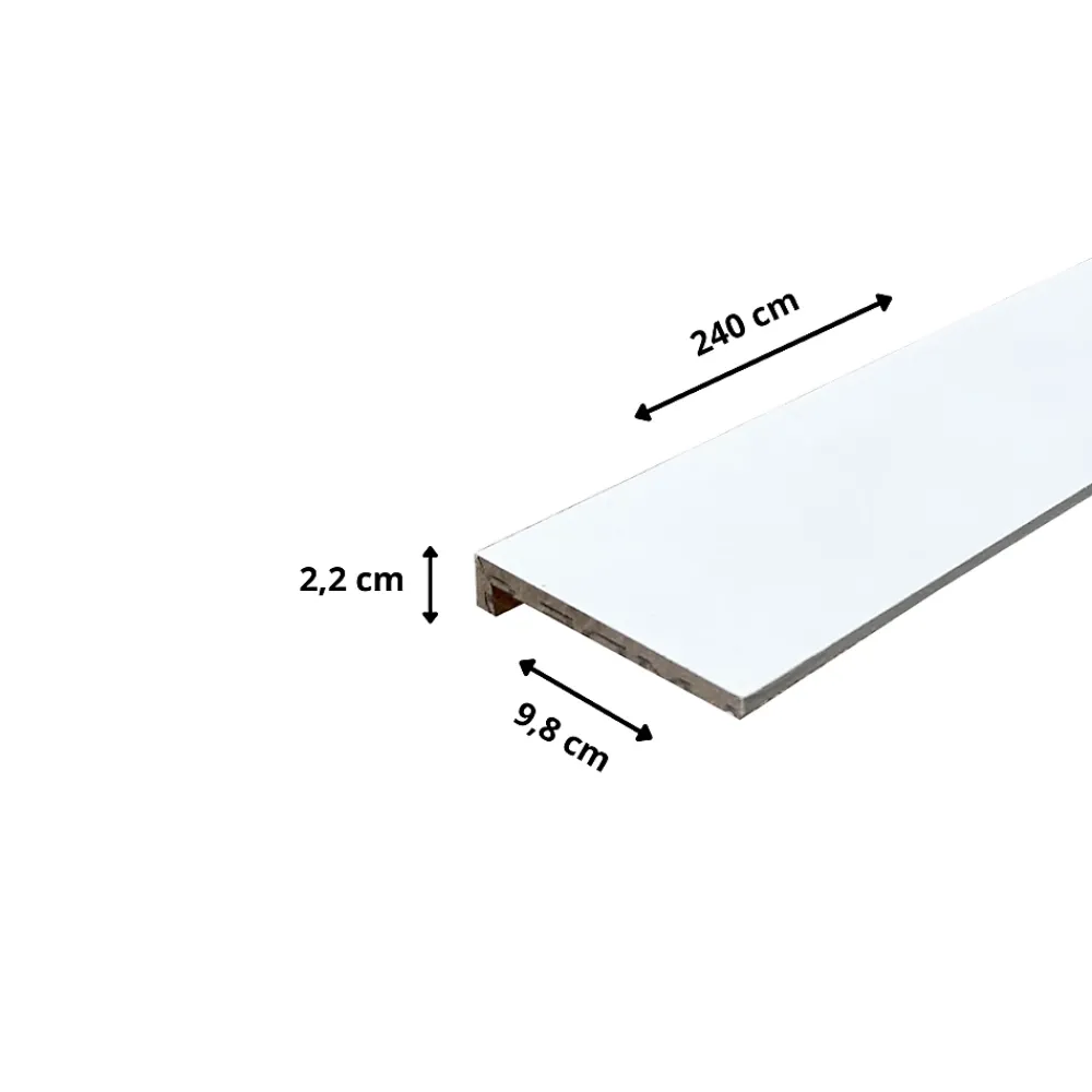 Wood&Sens Lot de 6 Surplinthes MDF Revêtues Blanc, L.2.40 m x H.9.8 cm, Ep.22 mm- Plinthe Bois|Plinthe Bois