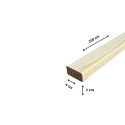 Wood&Sens Lot de 15 Tasseaux Pin Abouté Sans Nœuds, L.250 cm x l.2 cm, Ep.4 cm- Tasseau Bois