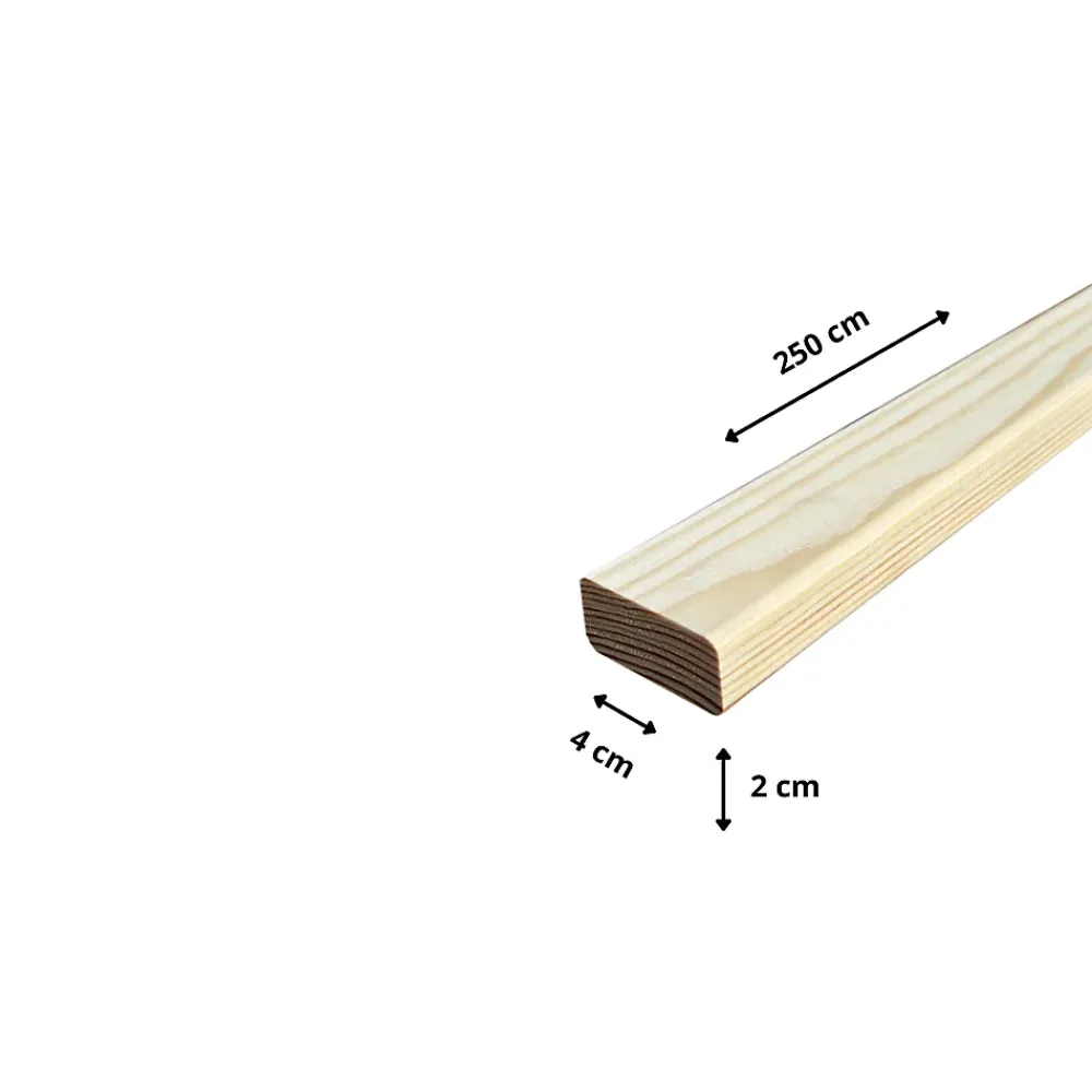 Wood&Sens Lot de 15 Tasseaux Pin Abouté Sans Nœuds, L.250 cm x l.2 cm, Ep.4 cm- Tasseau Bois