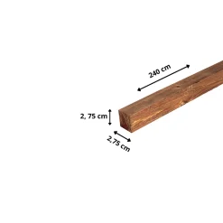 Wood&Sens Tasseau Bois<Lot de 4 Tasseaux Sapin Traité marron, L.2,40 m x l.2,75 cm x Ep.27,5 mm