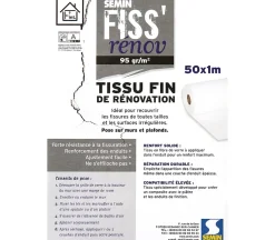 Semin Fibre De Verre<Lot de 2 tissus de rénovation - Fiss Renov - Résiste contre les fissurations - Rouleau de 50 x 1 m