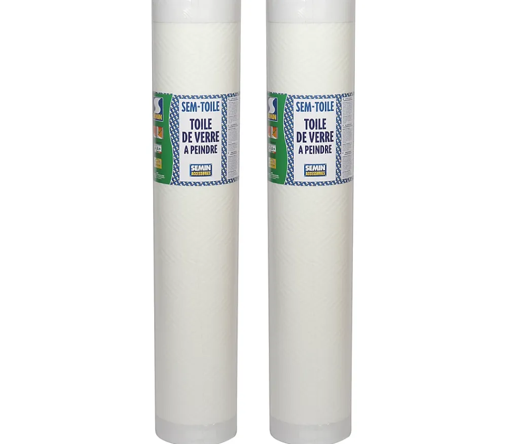 Semin Lot de 2 toiles de verre - motif chevron - rouleau 50 x 1 m- Fibre De Verre