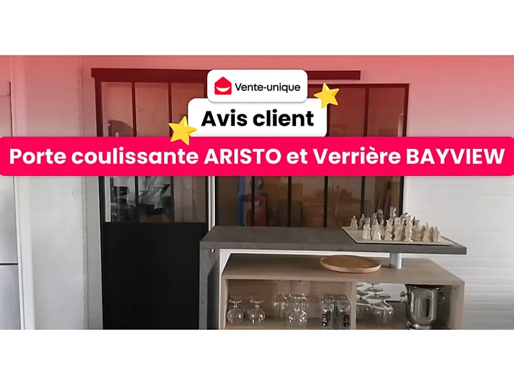 Vente-unique Lot de 2 verrières atelier avec imposte en aluminium thermolaqué - 2 x L120 x H130 + L83 x H40 cm - Noir - BAYVIEW- Verrière