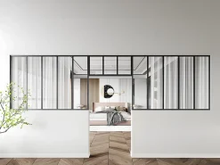 Vente-unique Verrière<Lot de 2 verrières atelier avec imposte en aluminium thermolaqué - 2 x L150 x H105 + L83 x H40 cm - Noir - BAYVIEW
