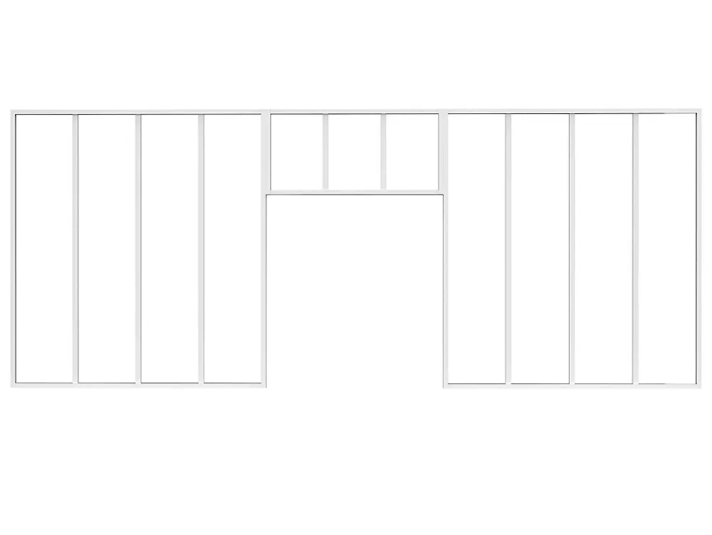Vente-unique Verrière<Lot de 2 verrières atelier avec imposte en aluminium thermolaqué - 2 x L120 x H130 + L83 x H40 cm - Blanc - BAYVIEW
