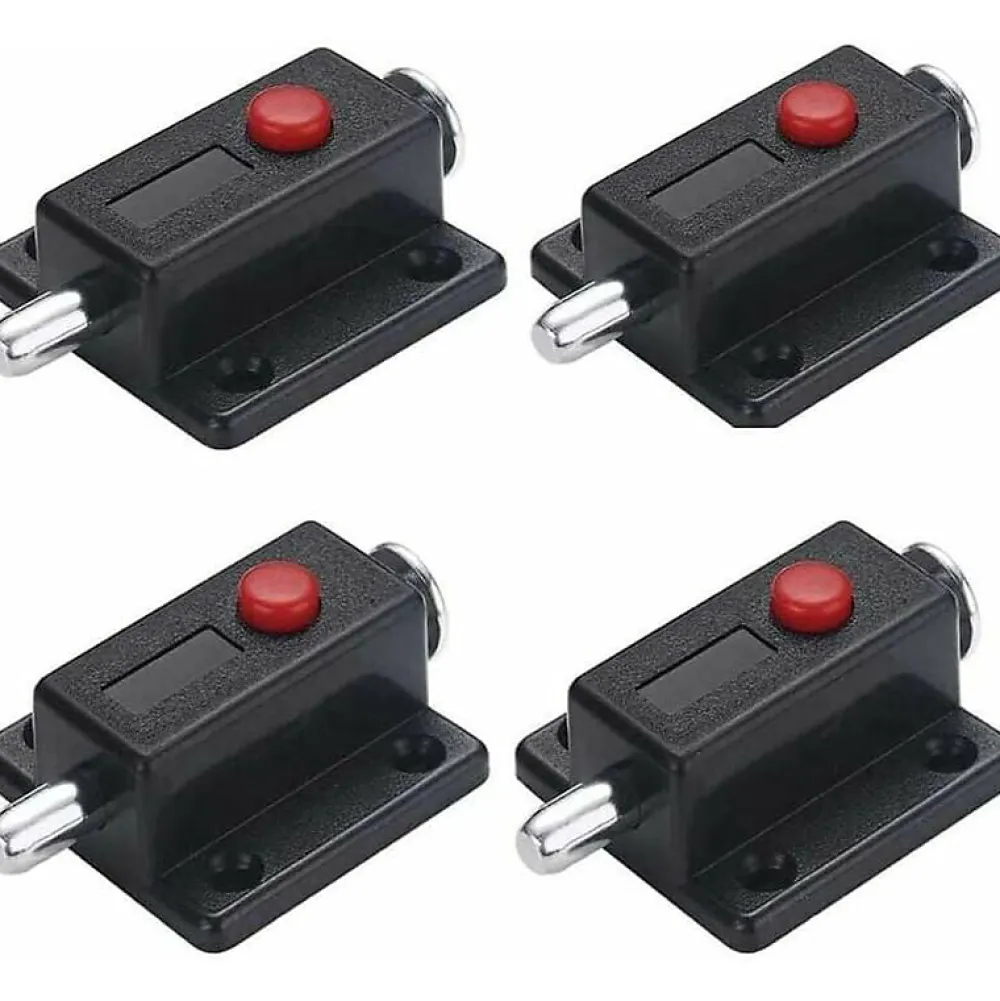 Deko Accesoire Pour Volet<Lot de 4 verrous de porte automatique à ressort avec bouton à ressort Noir