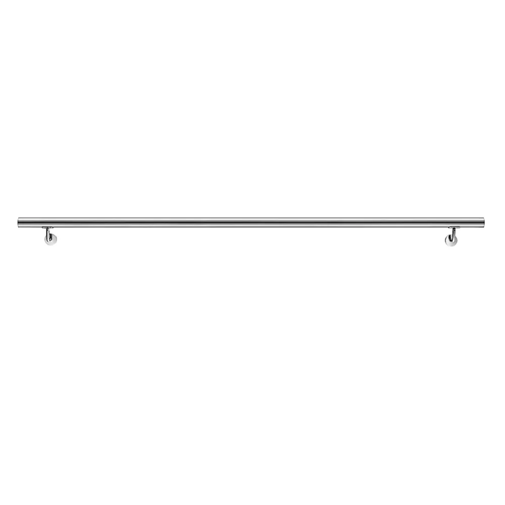 AICA Sanitaire Accessoire D'Escalier<Main courante - acier inox 304 - 180cm - Rampe escalier mural avec embouts - Pour intérieur et extérieur - Avec supports muraux
