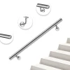 AICA Sanitaire Accessoire D'Escalier<Main courante - acier inox 304 - 100cm - Rampe escalier mural avec embouts - Pour intérieur et extérieur - Avec supports muraux